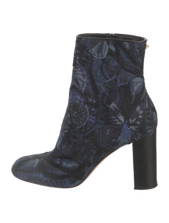 Valentino Rockstud Accents Floral Print Boots