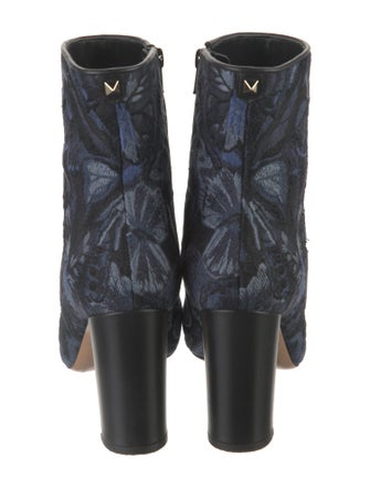 Valentino Rockstud Accents Floral Print Boots