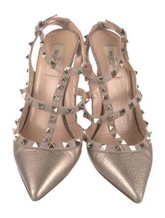 Valentino Rockstud Accents Leather T-Strap Pumps