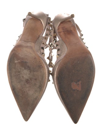 Valentino Rockstud Accents Leather T-Strap Pumps