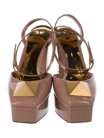 Valentino Patent Leather Studded Accents D'Orsay Pumps