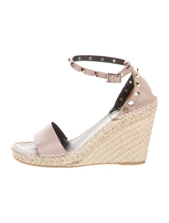Valentino Rockstud Accents Leather Espadrilles