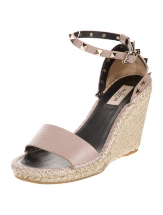 Valentino Rockstud Accents Leather Espadrilles
