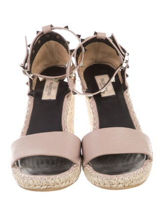 Valentino Rockstud Accents Leather Espadrilles