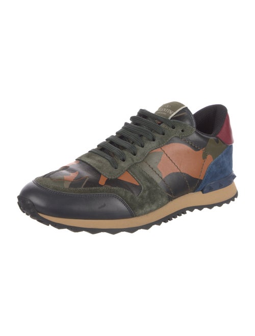 Valentino Leather Colorblock Pattern Sneakers
