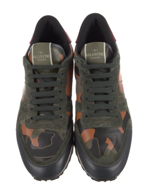 Valentino Leather Colorblock Pattern Sneakers