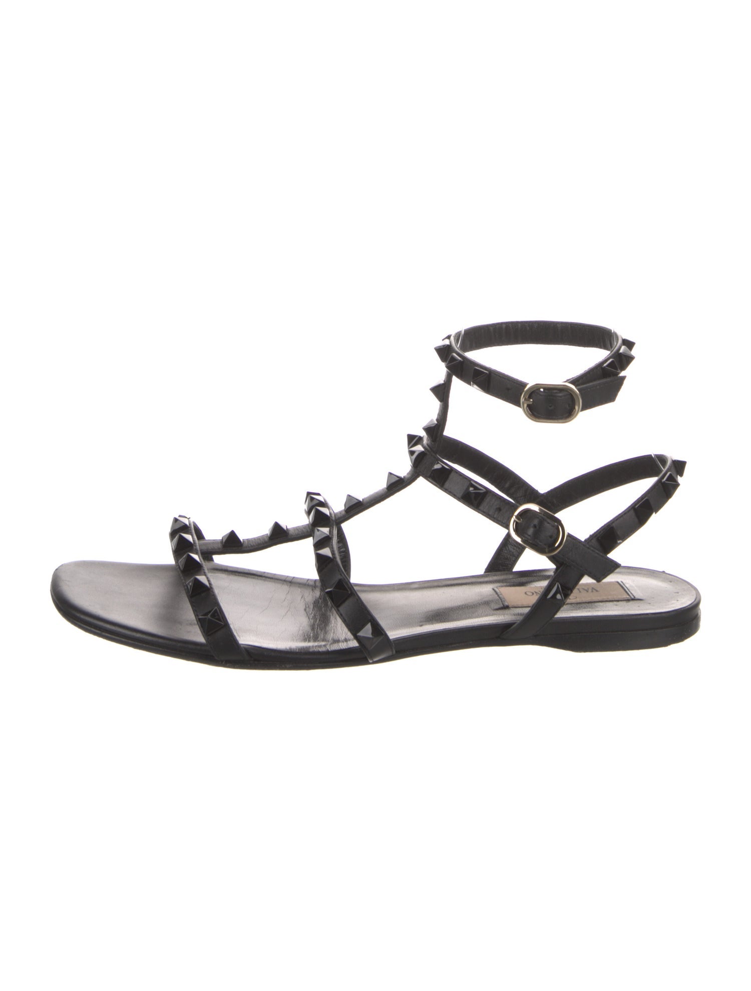 Valentino Rockstud Accents Leather Gladiator Sandals