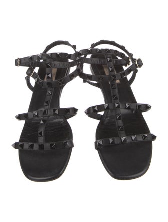 Valentino Rockstud Accents Leather Gladiator Sandals