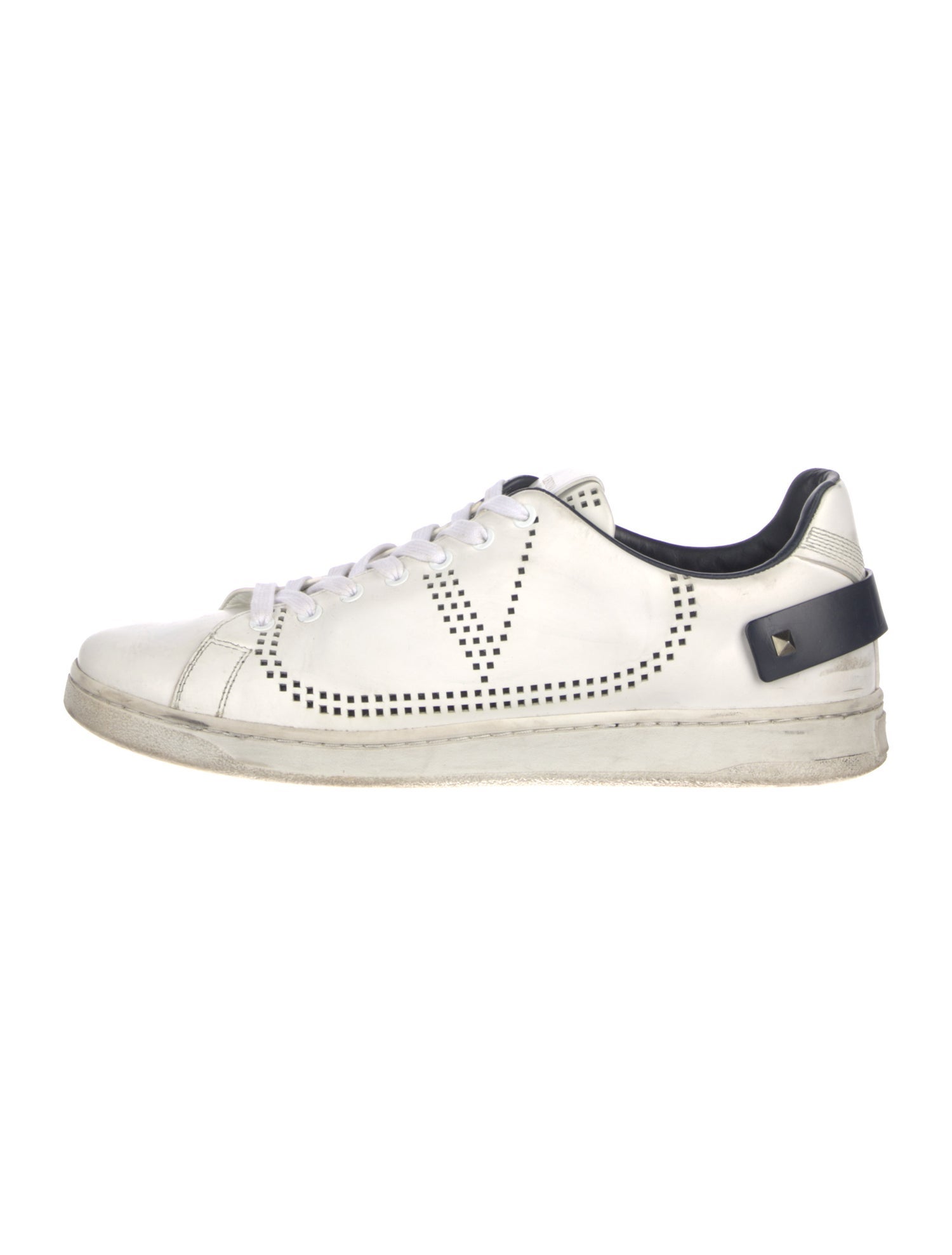 Valentino Rockstud Accents Leather Sneakers