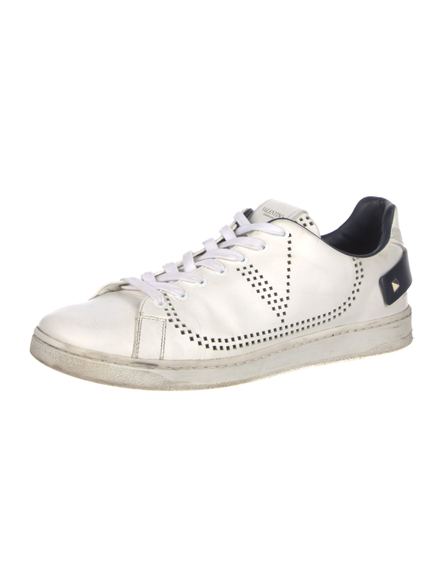 Valentino Rockstud Accents Leather Sneakers