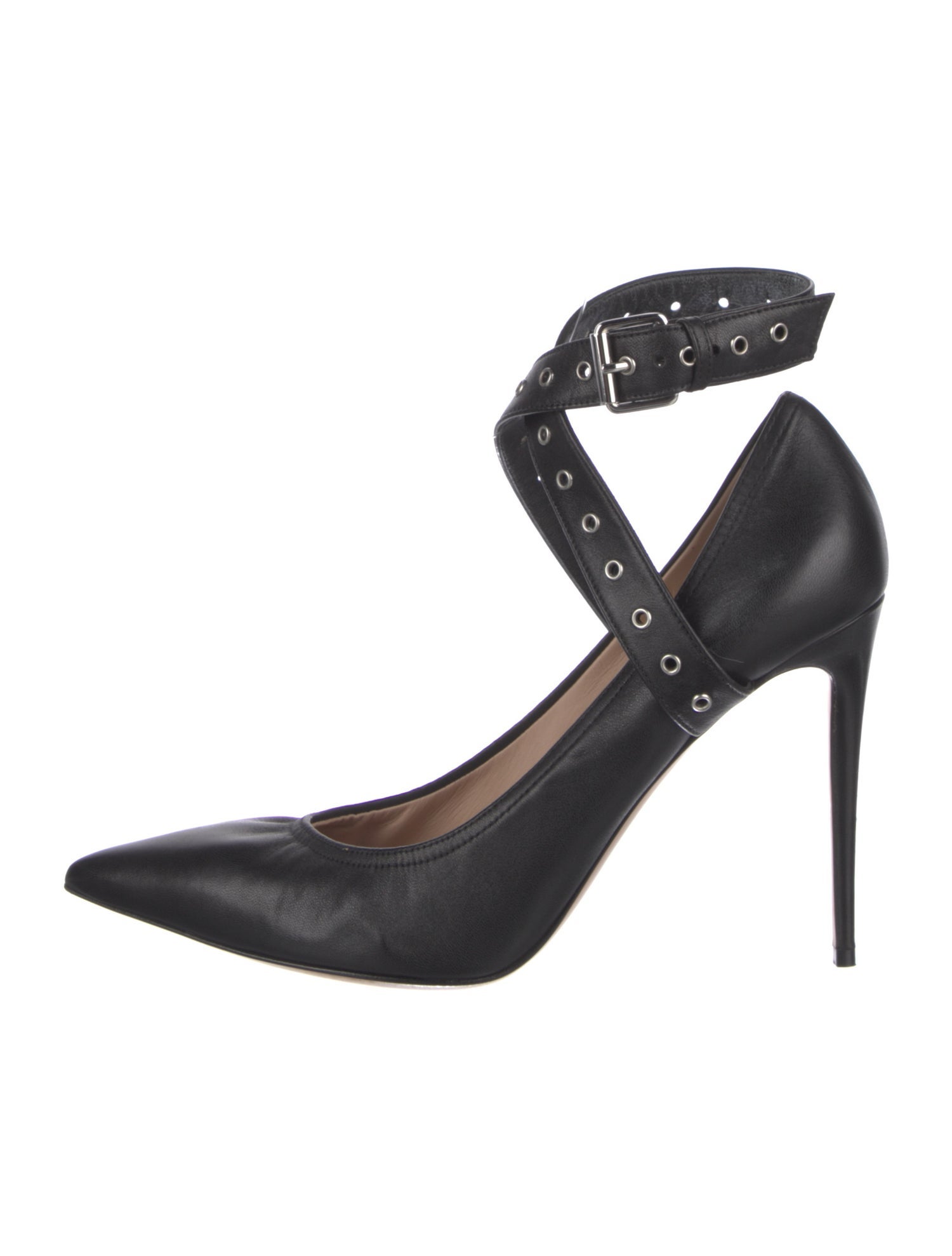 Valentino Leather Eyelet Trim Pumps