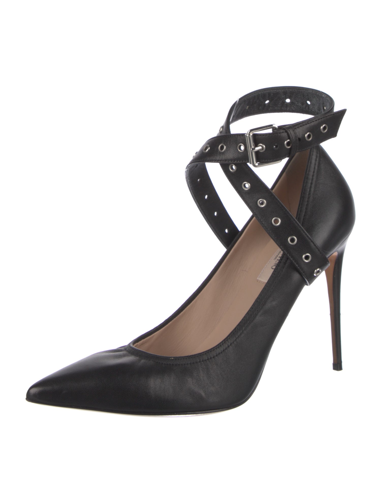 Valentino Leather Eyelet Trim Pumps