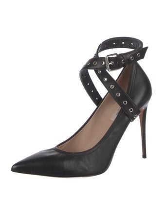 Valentino Leather Eyelet Trim Pumps