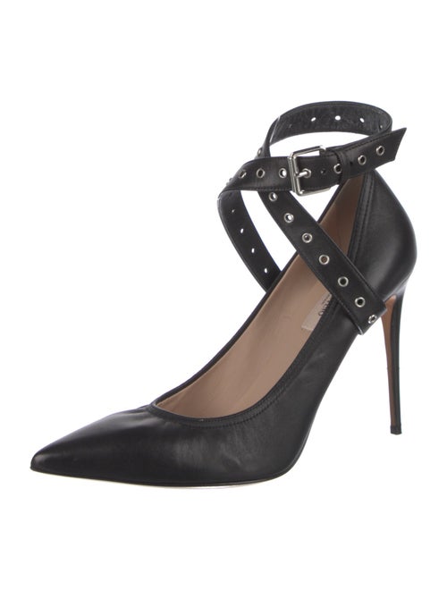 Valentino Leather Eyelet Trim Pumps