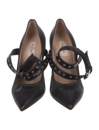 Valentino Leather Eyelet Trim Pumps