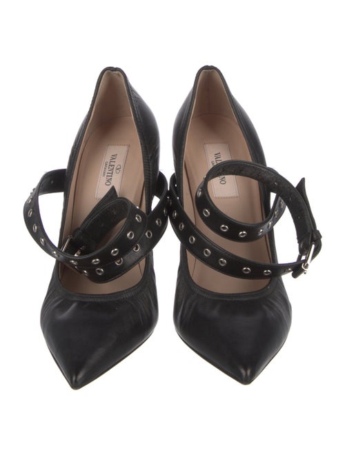 Valentino Leather Eyelet Trim Pumps