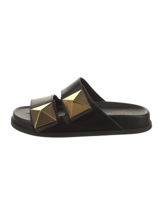 Valentino Leather Studded Accents Slides