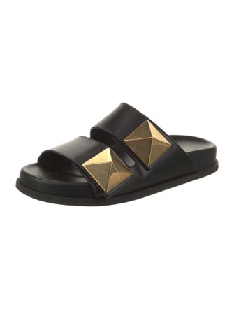 Valentino Leather Studded Accents Slides