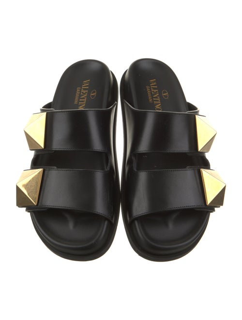 Valentino Leather Studded Accents Slides