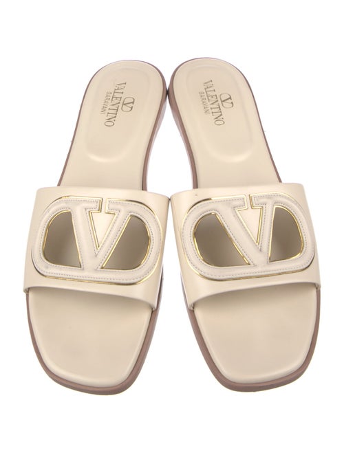 Valentino Leather Cutout Accent Slides