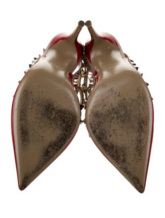 Valentino Patent Leather Studded Accents T-Strap Pumps