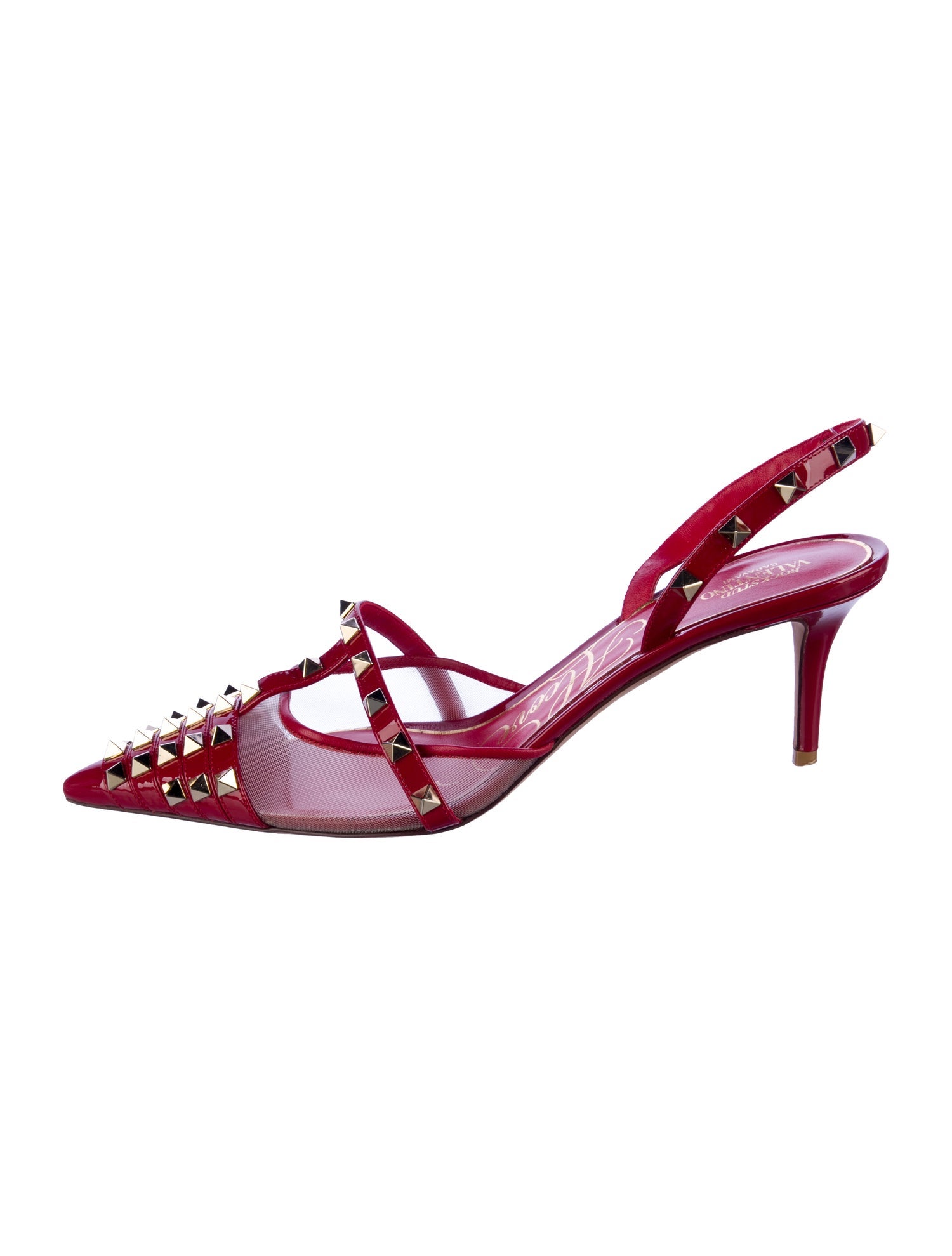 Valentino Rockstud Accents Patent Leather Slingback Pumps