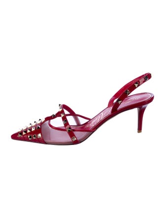 Valentino Rockstud Accents Patent Leather Slingback Pumps