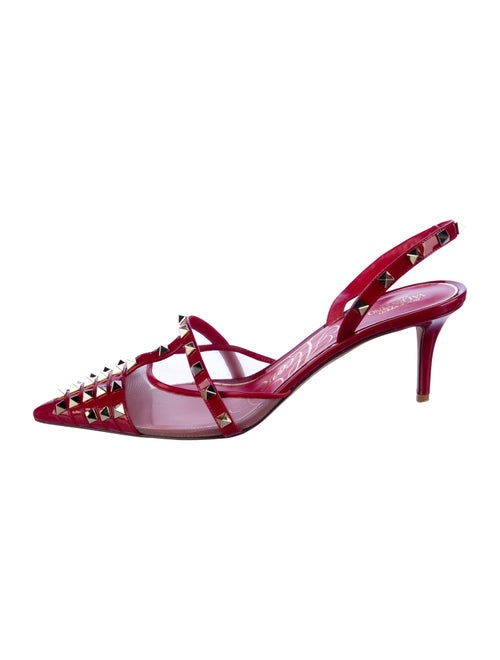 Valentino Rockstud Accents Patent Leather Slingback Pumps