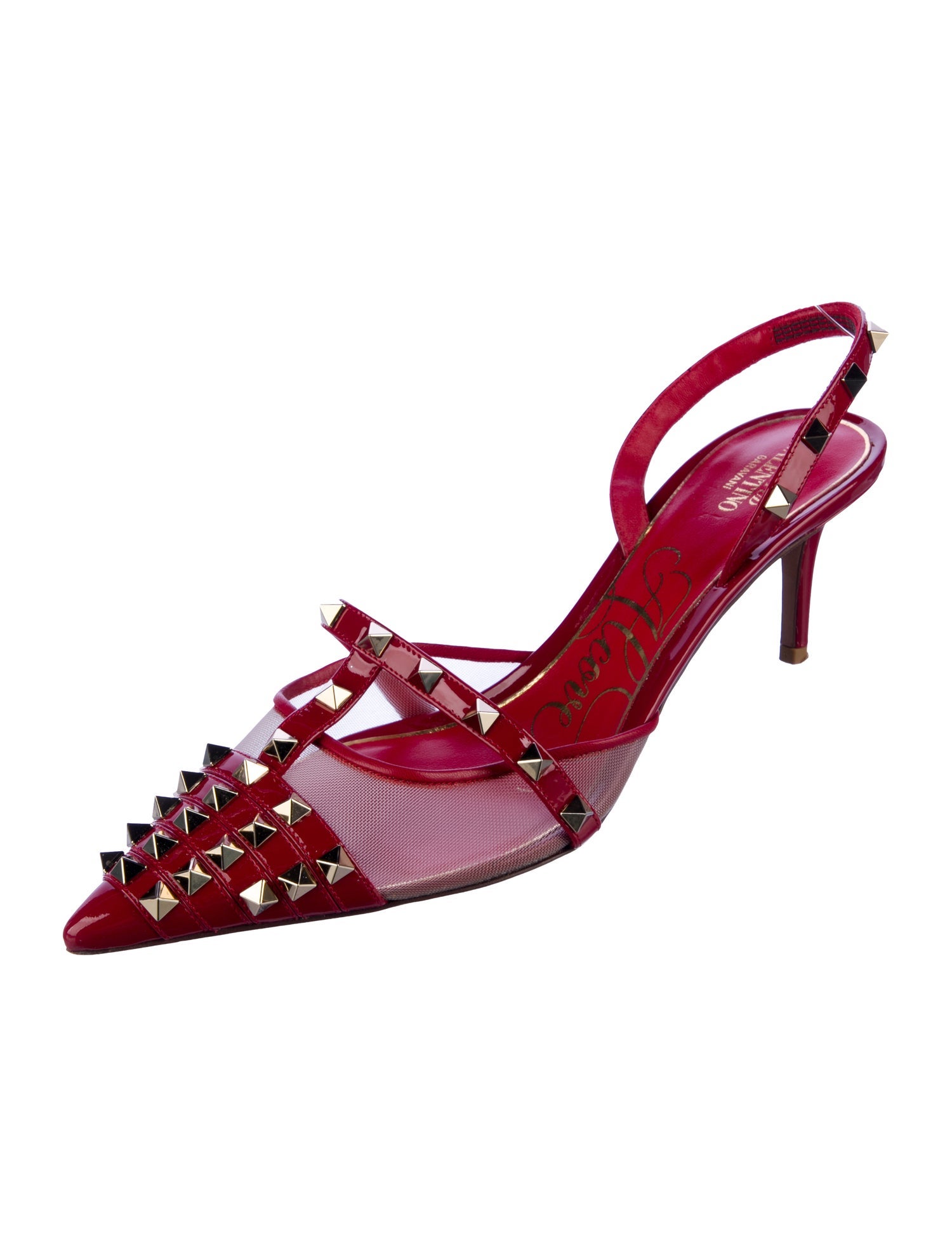 Valentino Rockstud Accents Patent Leather Slingback Pumps