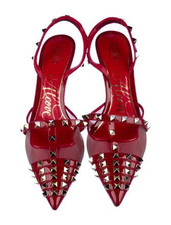 Valentino Rockstud Accents Patent Leather Slingback Pumps