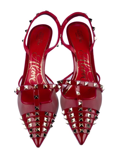 Valentino Rockstud Accents Patent Leather Slingback Pumps
