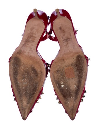 Valentino Rockstud Accents Patent Leather Slingback Pumps