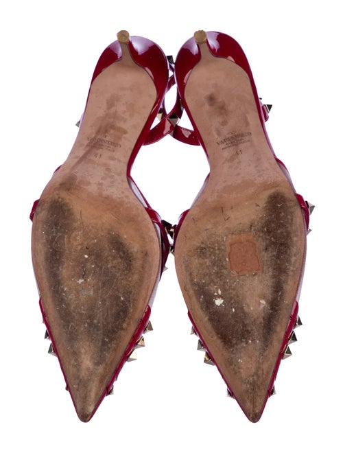 Valentino Rockstud Accents Patent Leather Slingback Pumps