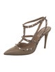 Valentino Patent Leather Studded Accents T-Strap Pumps