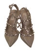 Valentino Patent Leather Studded Accents T-Strap Pumps