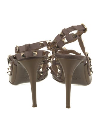 Valentino Patent Leather Studded Accents T-Strap Pumps