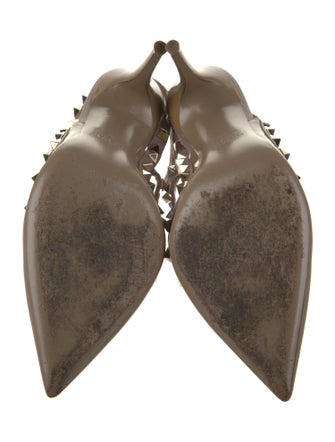 Valentino Patent Leather Studded Accents T-Strap Pumps