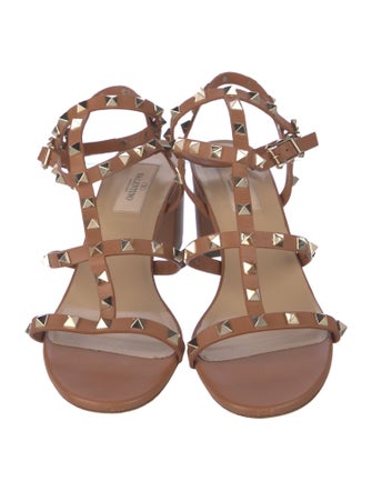 Valentino Rockstud Accents Leather Gladiator Sandals