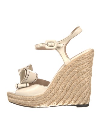 Valentino Leather Bow Accents Slingback Pumps