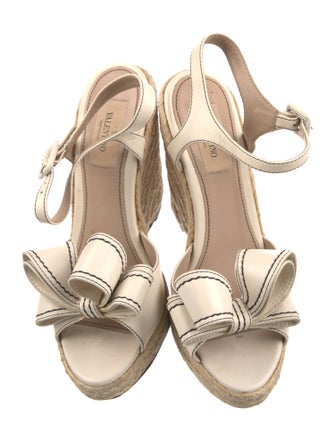 Valentino Leather Bow Accents Slingback Pumps