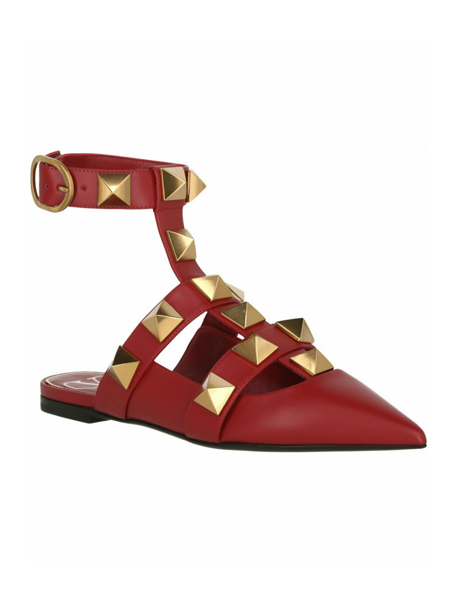 Valentino Roman Stud Calf Leather Flats w/ Tags