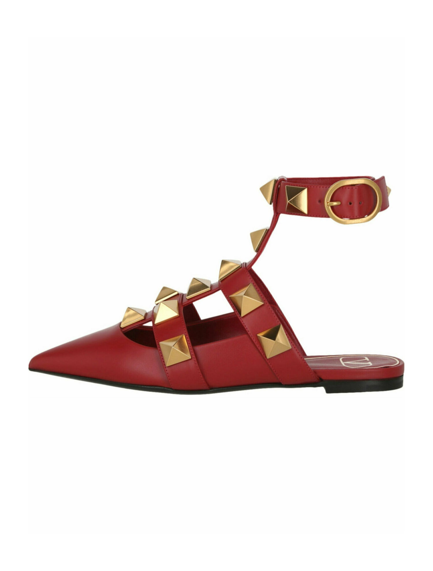 Valentino Roman Stud Calf Leather Flats w/ Tags