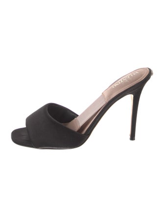 Valentino Satin Crystal Embellishments Slides