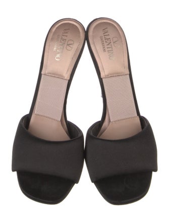 Valentino Satin Crystal Embellishments Slides