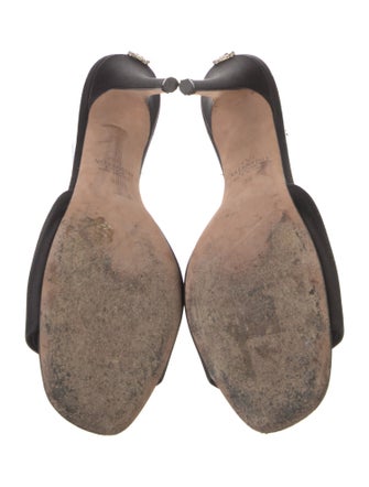 Valentino Satin Crystal Embellishments Slides