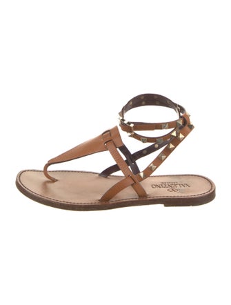 Valentino Rockstud Accents Leather Gladiator Sandals