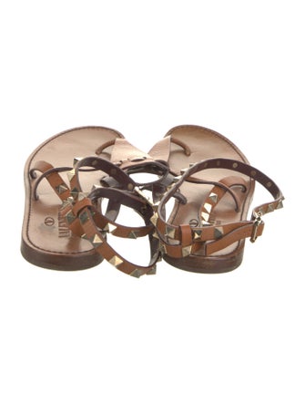Valentino Rockstud Accents Leather Gladiator Sandals