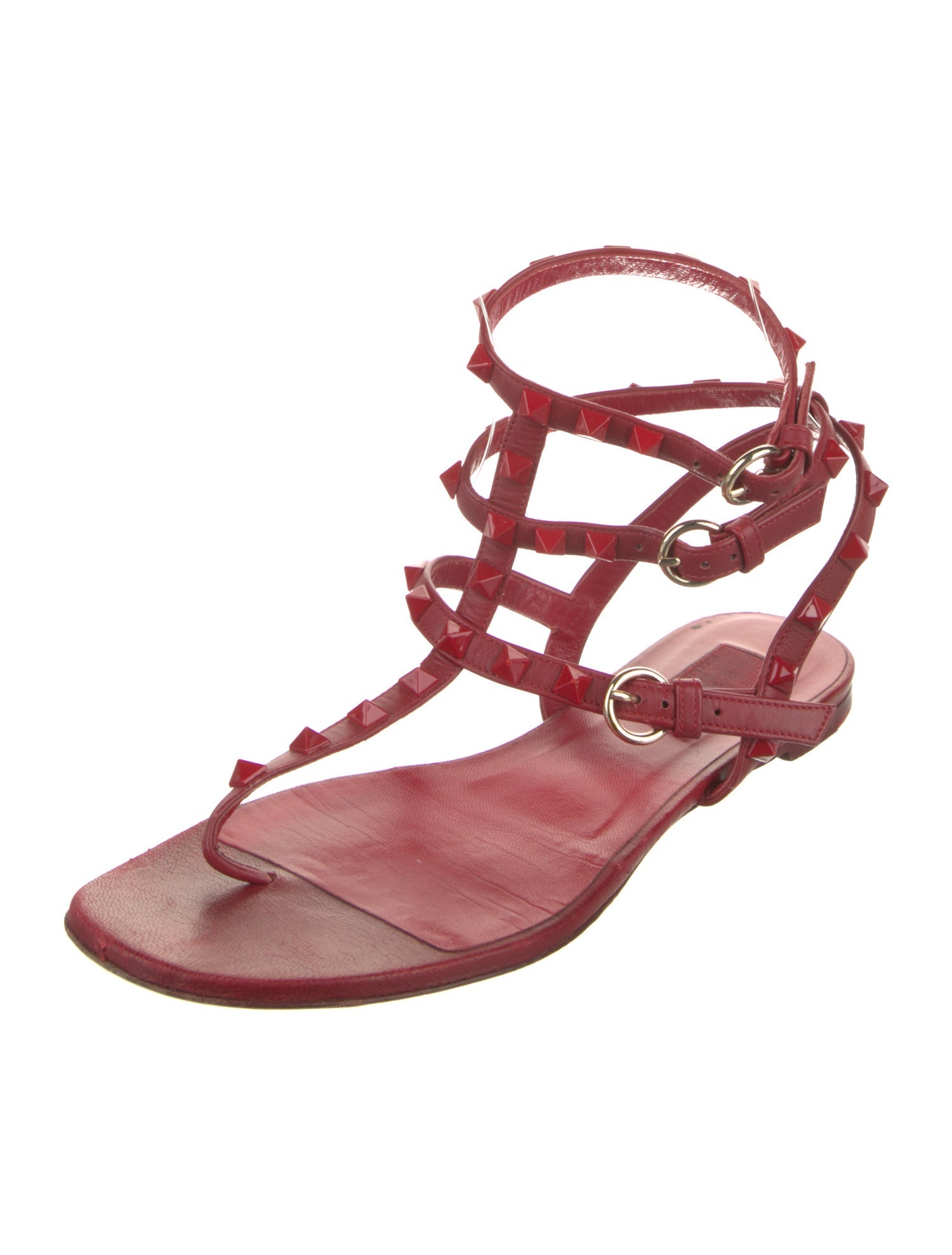 Valentino Rockstud Accents Leather Gladiator Sandals
