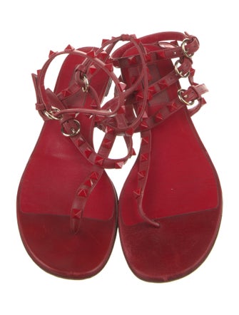 Valentino Rockstud Accents Leather Gladiator Sandals