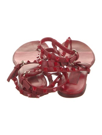 Valentino Rockstud Accents Leather Gladiator Sandals